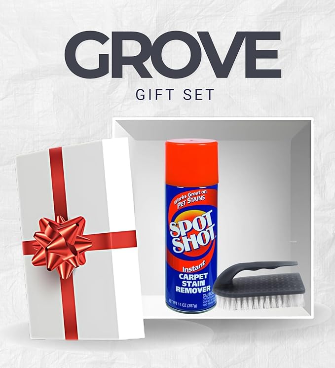 Carpet Stain Remover by Spot Shot 14 oz Liquid Bundle with Scrub Brush – Quickly Removes Pet Stains, Coffee, Wine, Grease, Ink, and More – Car Carpet Cleaner Spray – Gift Set (2 Items)