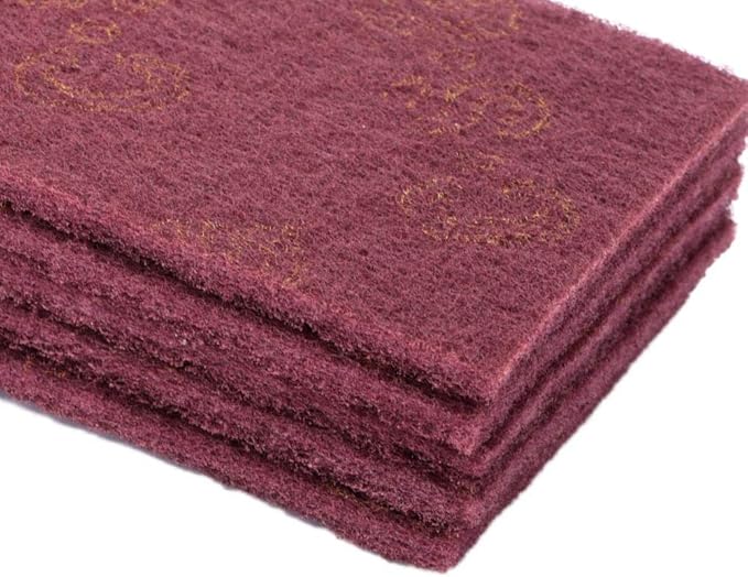 5pcs Nylon Scourer Pad Shell Polishing Professional Industrial Abrasive Hand Scouring Pad (fine-Red)