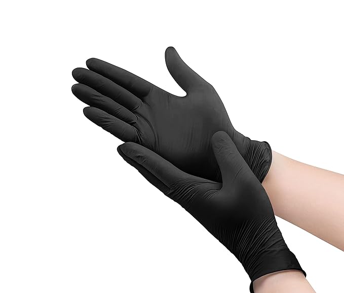 Safeguard, Nitrile Disposable Gloves, Powder Free, Latex Free, Box of 100 Gloves, Size Large, Black,100 Count(Pack of 1)