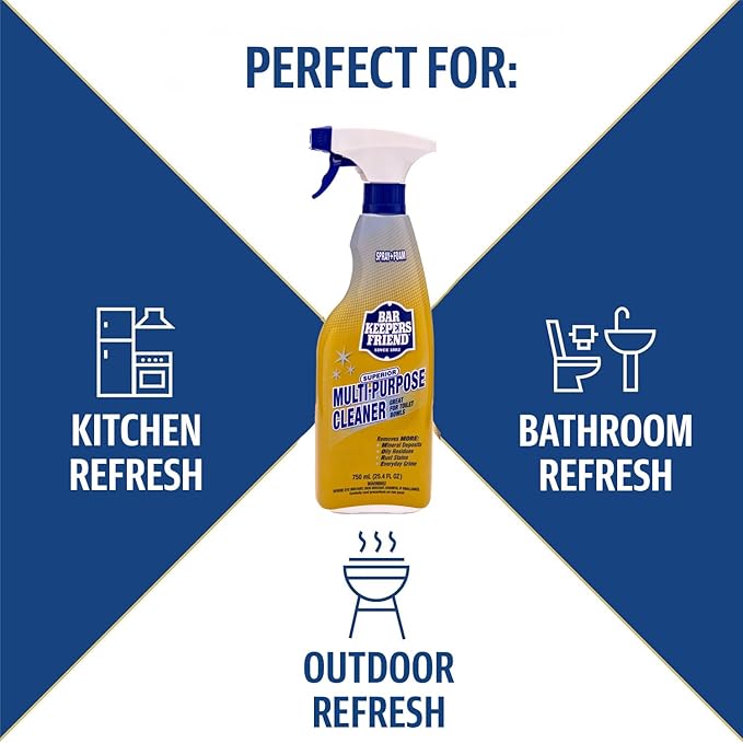 Bar Keepers Friend Soft Cleanser (26 oz) MORE Spray + Foam (25.4 oz) Multipurpose Cleaner Bundle, Stain & Rust Remover for Multi Surface Bathroom, Kitchen & Outdoor Cleaning