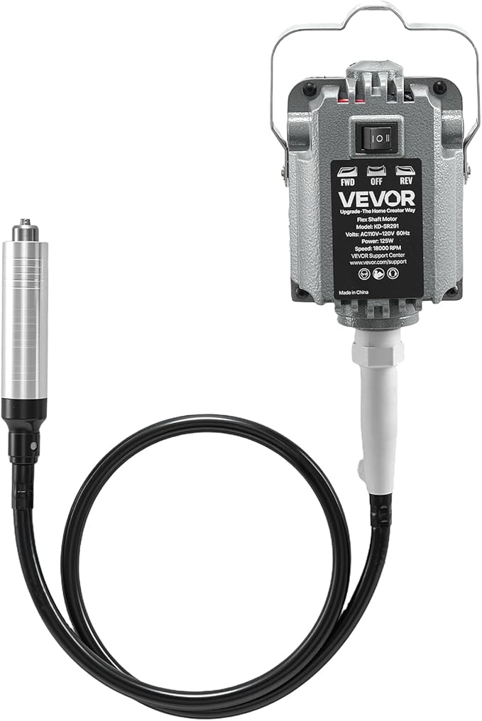 VEVOR Flex Shaft Grinder, 125W 18000RPM Electric Flex Shaft Rotary Tool, Foot-Pedal Control Hanging Carver Grinder with 112PCS Accessory Kit for Sanding Buffing Polishing Cutting
