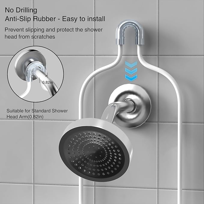 DAOYA Over Head Shower Caddy - Bathroom Shower Organizer with Soap Holder & 6 Hooks for Towels, White, 76L Capacity, Hanging Mount, Rust Resistant