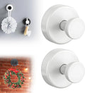 Suction Cup Hooks for Wreaths on Glass, 2025 New No Drill Suction Cup Hooks for Shower, Wreath Hanger Holder for Front Door, Upgraded Towel Hooks for Window Bathroom Mirrors (2, White)