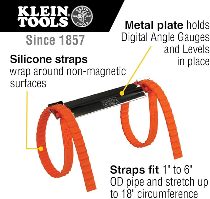 Klein Tools 80035 Level, Digital Electronic Level and Angle Gauge Tool Kit with Plumbers Straps, Measures Angles, Magnetic Base, 2-Piece