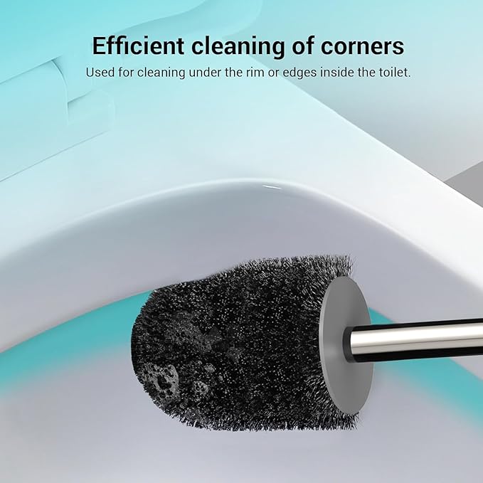Toilet Brush and Holder, 3 Pack Compact Size Toilet Bowl Brush with Stainless Steel Handle, Space Saving for Storage, Drip-Proof, Toilet Scrubber for Cleaning Bathroom Grey