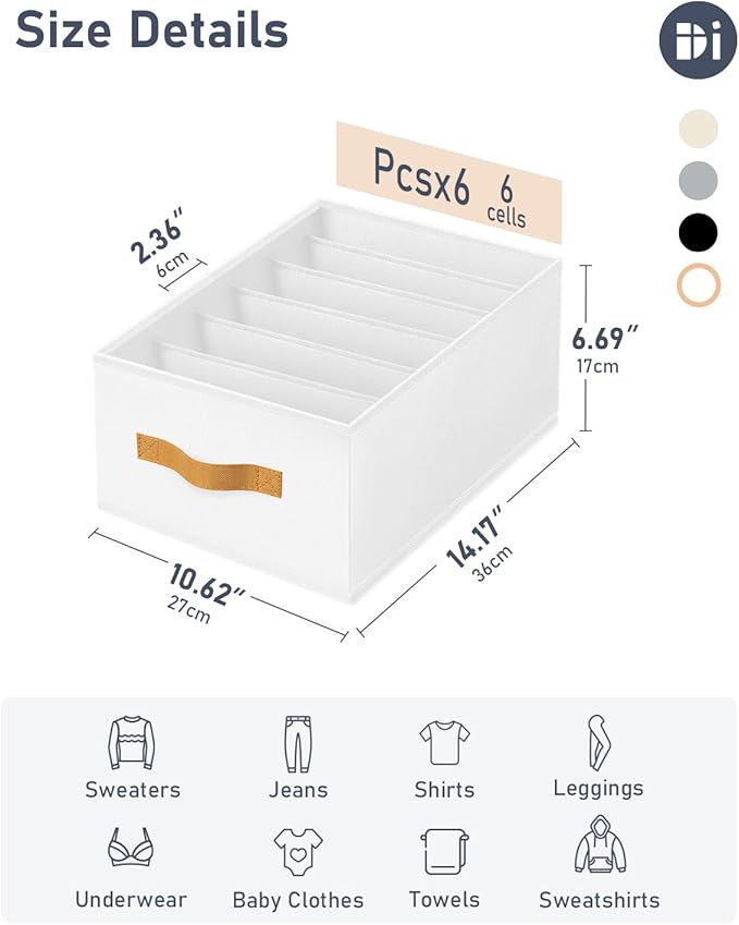 DIMJ Large Wardrobe Clothes Organizer - 8 Packs Fabric Closet Storage Organizer with Handles, Foldable Closet Organizers Dividers for Clothing Jeans Pants Sweater T-shirt