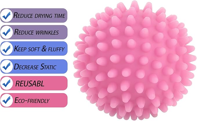 Dryer Balls Laundry Reusable Dryer Balls Anti Static Dryer Drying Balls for Laundry Clothes Fabrics Reduce Wrinkles 2.5 in (Set of 6) (Royal Blue, Light Pink, Purple)