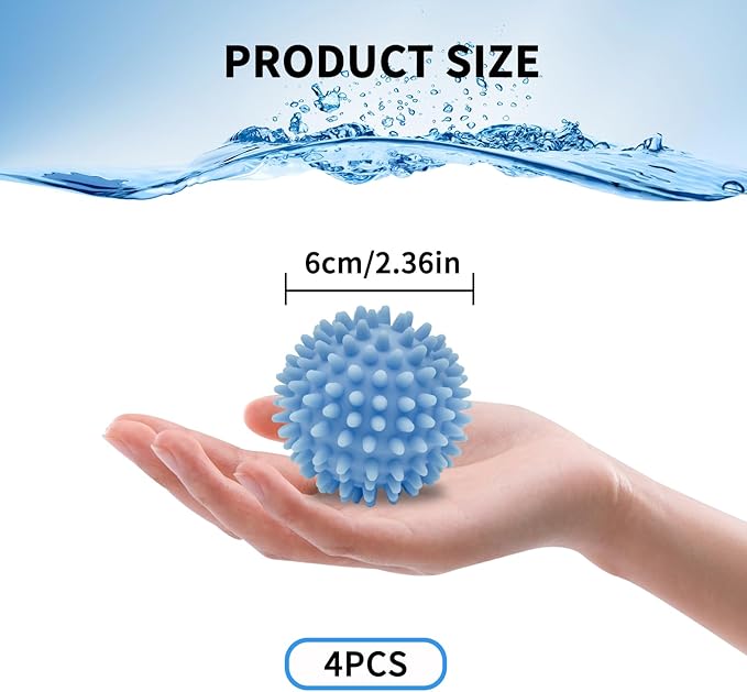 Laundry Balls, 4Pcs PVC Laundry Scrubbing Balls for Washing Machine, 2.5In Reusable Washer Laundry Dryer Balls for Reducing Clothing Wrinkles, Better Clean (4)