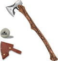 27.8" Splitting Axe, Wood Splitting Axe with Lichtenberg Pattern Wood Handle, 1065 High Carbon Steel Chopping Axes with Leather Sheath and Sharpening Stone for Chopping Firewood