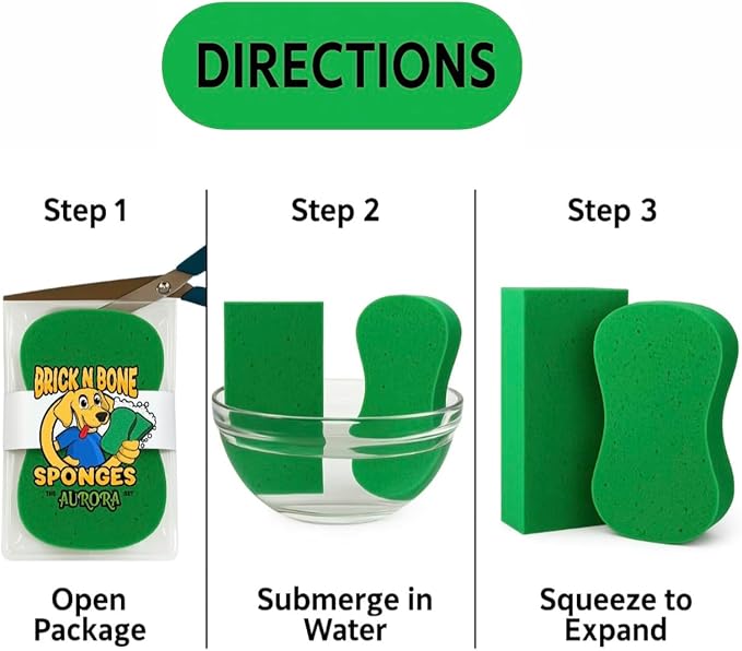 Multi-Purpose Sponges for Cleaning - Green 4 Pack, Large Sponges for Car Washing, Tile & Grout, All Purpose Cleaning