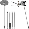 Eunice 13-49.7 Inches Ceiling Fan Duster with Extension Pole, Adjustable and Removable Cleaner Blade for High Ceiling, Fan Cleaner for Window Door Furniture (Gray)