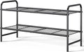 Kitsure Shoe Rack - Stainless Steel Shoe Organizer, Sturdy Shoe Rack for Closet and Front Door Entrance, Free Standing Shoe Shelf, Closet Organizers and Storage, 25.6" Wide - 2 Tier, Black