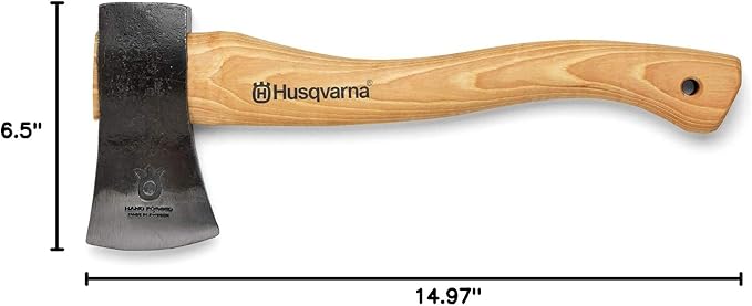 Husqvarna Hatchet, Small Axe with Leather Sheath and Hickory Handle, Ideal Small Hatchet Axe for Camping Gear and Gardening Tools
