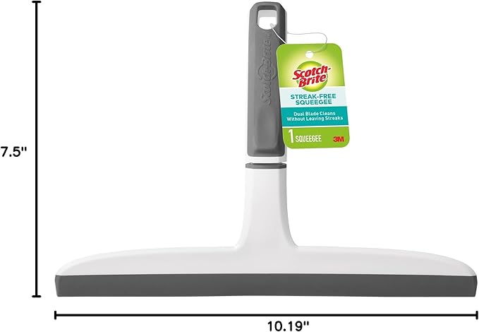 Scotch-Brite Dual Blade Squeegee, Safe on Mirrors, Glass Shower Doors, Windows and More, 4 Count