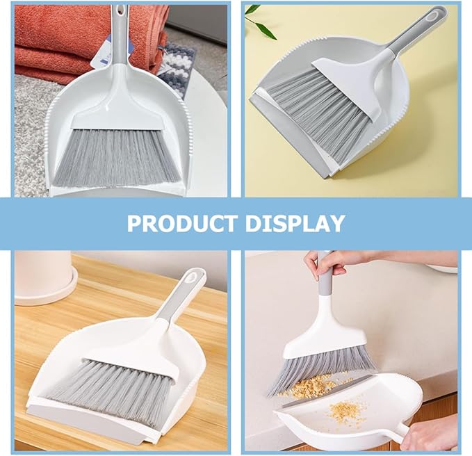 Toyvian Mini Dustpan and Brush Set, Small Handheld Broom with Dustpan, Portable Car Vent Cleaner and Desktop Cleaning Accessory, Gray Compact Cleaning Tool Kit for Home and Car Use