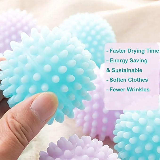 Reusable Laundry Dryer Balls, Pink Plastic Anti-Static Fabric Softener, Reduces Wrinkles, Sustainable Cleaning Supplies, Essential Washing & Drying Aid for Soft, 6 Pack, 2.36 in (Pink)