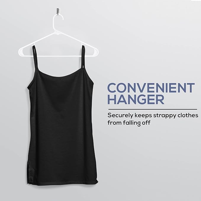 Utopia Home Plastic Hangers 100 Pack - Space Saving Clothes Hanger - Durable & Strong Closet Organizers and Storage with Built-in Strap Hooks - Essential for Shirts, Pants, Skirts & Coats (White)