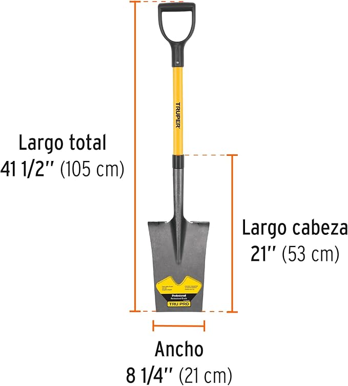 TRUPER PES-F D-Handle and Long Handle Garden Spades. Fiberglass 40 1/2" (103cm)