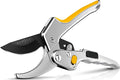 Ratchet Pruning Shears for Gardening Heavy Duty - Increases Cutting Power 3x - Perfect Ratchet Pruners for Weak Hands & Arthritis - 8” Anvil Garden Clippers - Sharp Blade for Effortless Cutting-Yellow