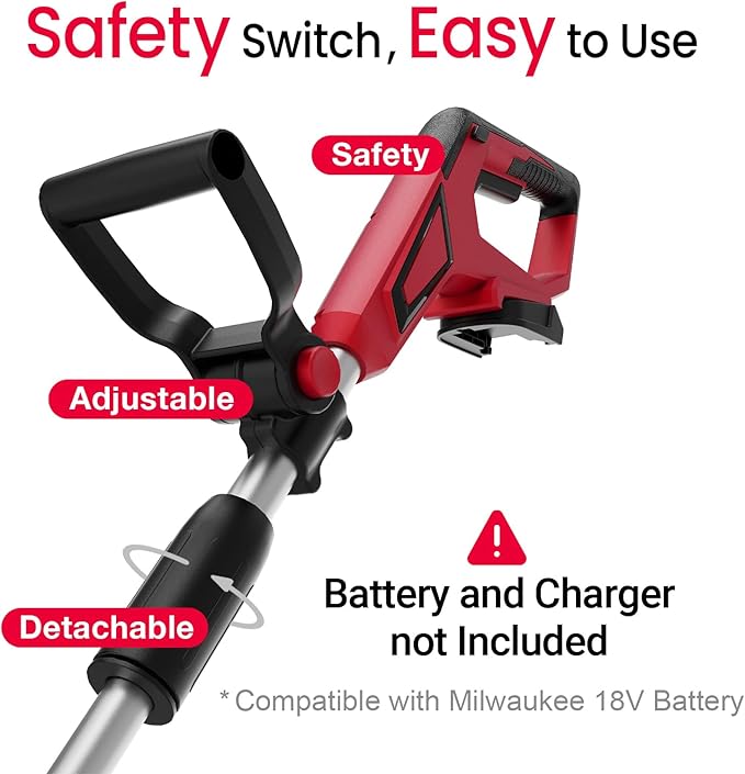 Brushless Cordless Tiller Cultivator Compatible with Milwaukee 18V Battery(Tool Only), 800W Electric Power Tiller for Gardening, Battery Powered Garden Cultivator Portable Rototiller for Lawn