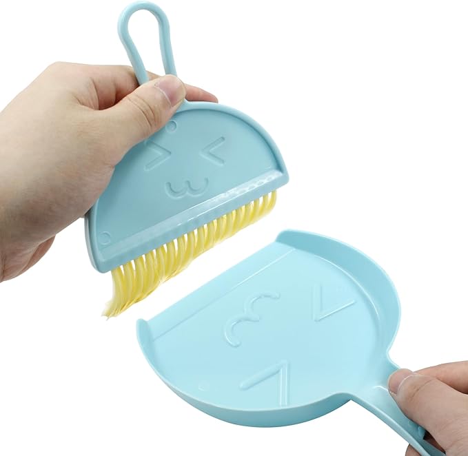 Hitefu Small Broom and Dustpan Set, Mini Dust Pans and Brush Set, Broom with Dustpan Combo Set for Home Cleaning, Sofa, Kitchen, Table, Countertops, Storage Shelves & Pets Area(3 Colors)