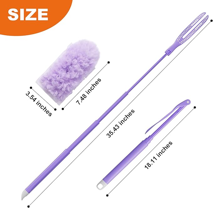 JOYMOOP Scented Telescopic Duster kit, 3FT Extendable Handle (Purple) + 24 Purple Refills for Swiffer Feather Duster,Easy Cleaning for Ceilings, Ceiling Fans, Blinds, Vents & Shelves