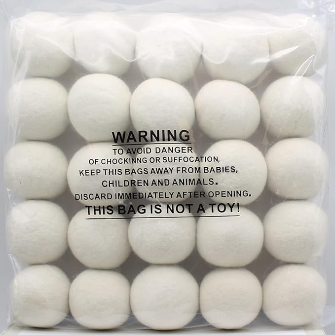 Wooland Wholesale Bulk Laundry XL Premium Wool Dryer Balls - 100% New Zealand Organic Wool Natural Fabric Softener for Sensitive Skin, Babies (50 Count)