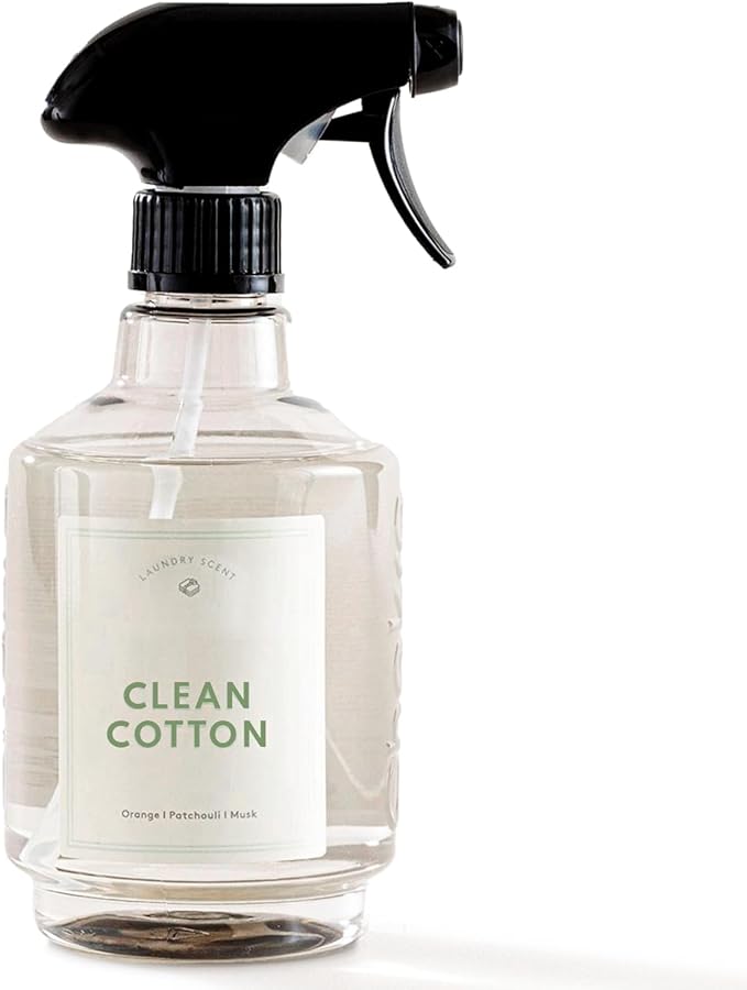 Chakra Freshener Fabric Spray - Long-Lasting Multi-Purpose Laundry Scent for Bedding, Clothes & Home Fabric Deodorizer, Luxury Room Deodorizer, Linen Spray w/Trigger, 16.9 fl oz, Clean Cotton