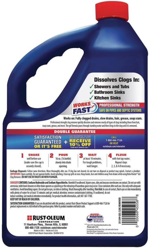Roto Rooter Gel Clog Remover 1 gal. - Case of: 4;4
