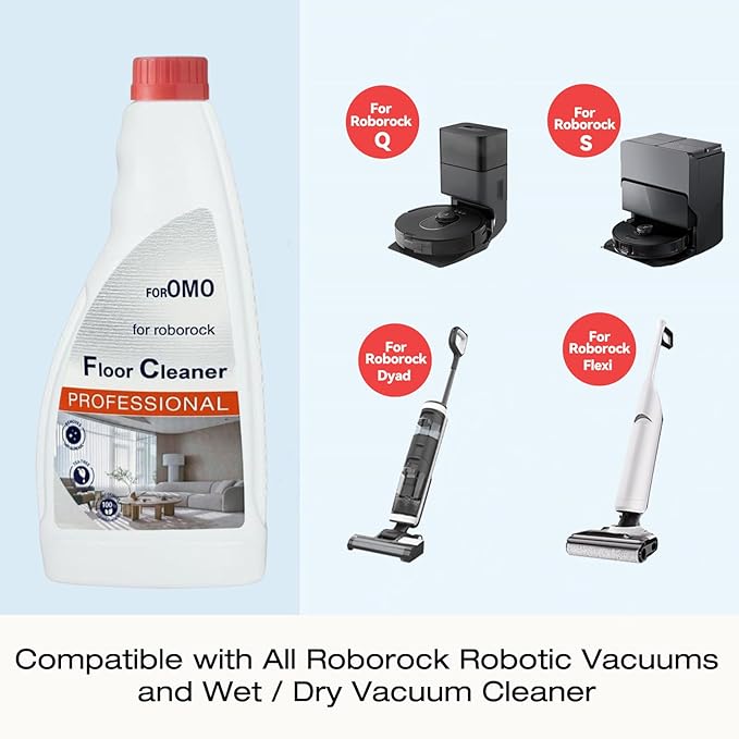 Floor Cleaning Solution Compatible With Roborock Robot Vacuum And Mop Cleaner， Deep Cleans For Multiple Hard Floors, Suitable With All Robot Vacuums With Mopping (2 Bottle)