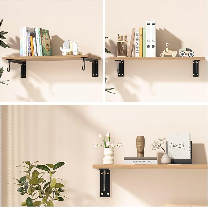 Closet Rod Support Bracket 12inch WYGWP Heavy Duty Closet Rod Holders 400lbs, Wall Mounted Brackets with Hooks for Closets for Home and Decor