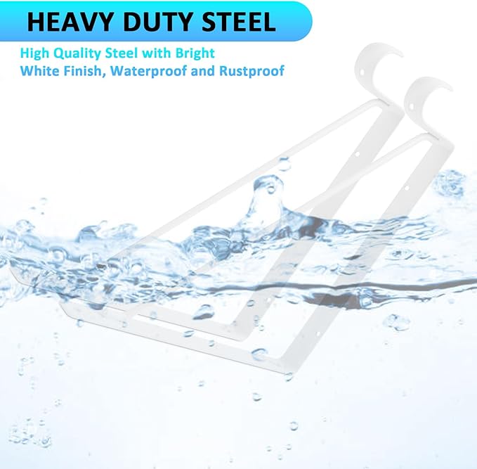 Heavy Duty Closet Rod Bracket 11x11 Inch, 6-Pack White Steel Closet Shelf Brackets,Wall Mount Closet Rod Support Bracket with Screws,Supports 300 lbs