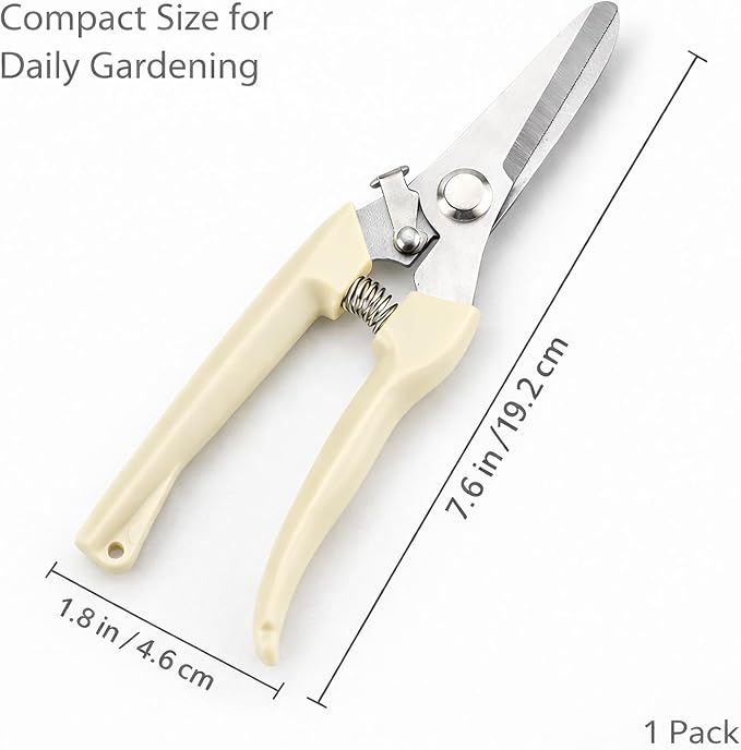 Pruning Shears, Gardening Scissors Garden Shears, Stainless Steel Garden Scissors with Comfortable Grip for Flowers, Herbs & Light Trimming, 1 Pack