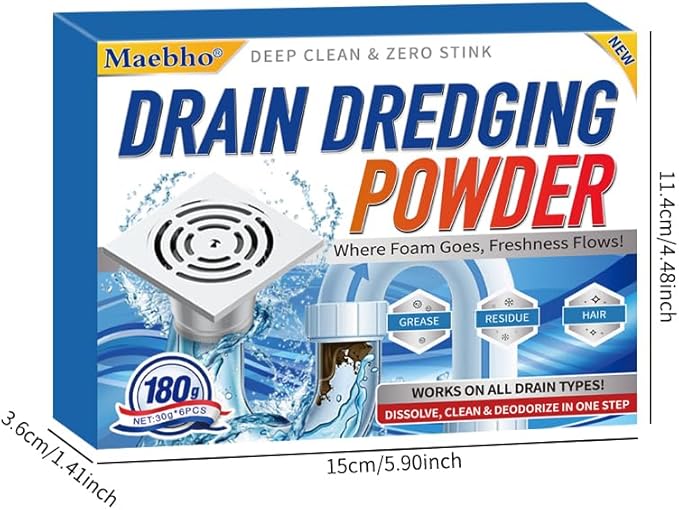 Upgrade Sink and Drain Cleaner, 6 Pack Pipe Dredge Cleaner Powders Fast Foaming Powerful Drain Cleaning for Kitchen Toilet Sink Quick Cleaning Tool