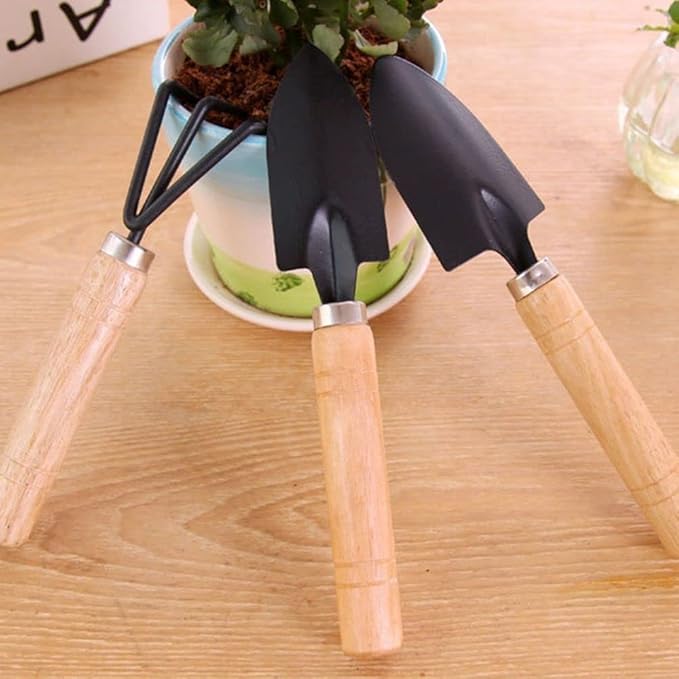 Leadigol Mini Garden Shovel Weeding Household Flower Shovel Pot Plant Bonsai Tool Wooden Handle Gardening Potting Tool Handle Rake Gardening Shovel