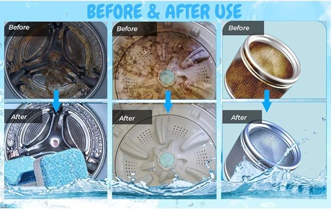 Washing Machine Cleaner Tablets - 24 Count, Deep Cleaning Descaler for Front & Top Load Washers | Removes Odor & Residue | Easy-to-Use Cleaning Tabs for Monthly Maintenance