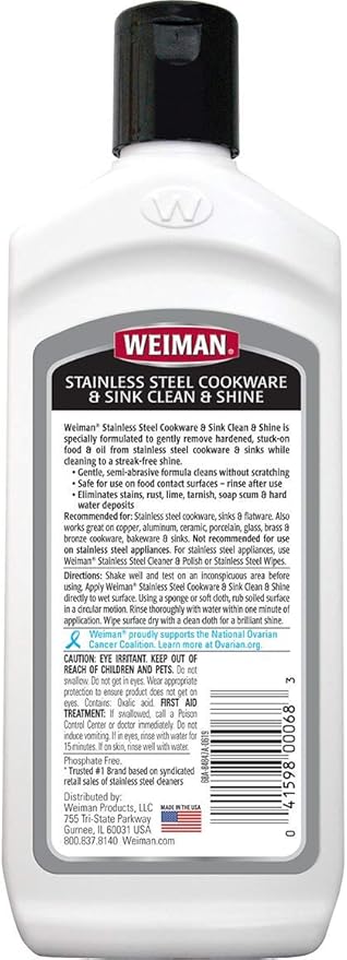 Weiman Stainless Steel Sink and Pots & Pans Cleaner and Polish