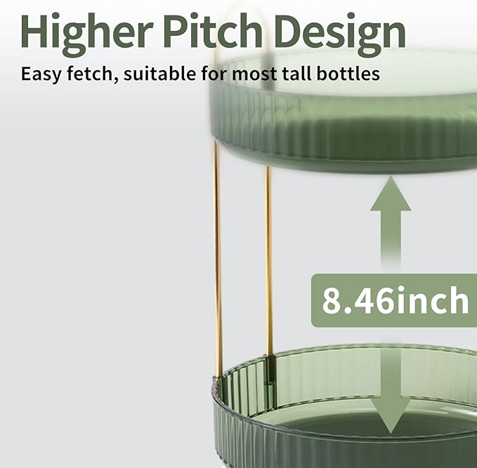 Asayuee 360 Rotating Perfume Organizer,3 Tier Large Capacity Make Up Organizers and Storage,Makeup Organizer for Bathroom,Cosmetic Perfume Stand Holder (Green-3 Tier)