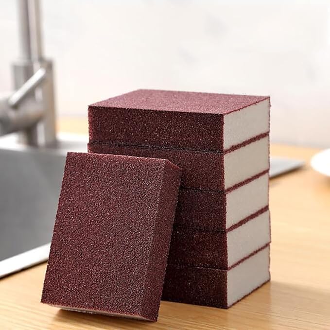 6 PCS Emery Sponge Brush Scrub Household Cleaning Tools Silicon Carbide Sponge Dish Bathroom Cleaning Pads