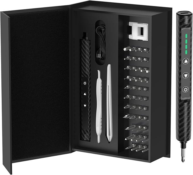 56 in 1 Precision Mini Electric Screwdriver Set, Cordless & Rechargeable Kit with 52 S2 Magnetic Bits for Electronics Repair, Phone, Laptop, Glasses, PC Building