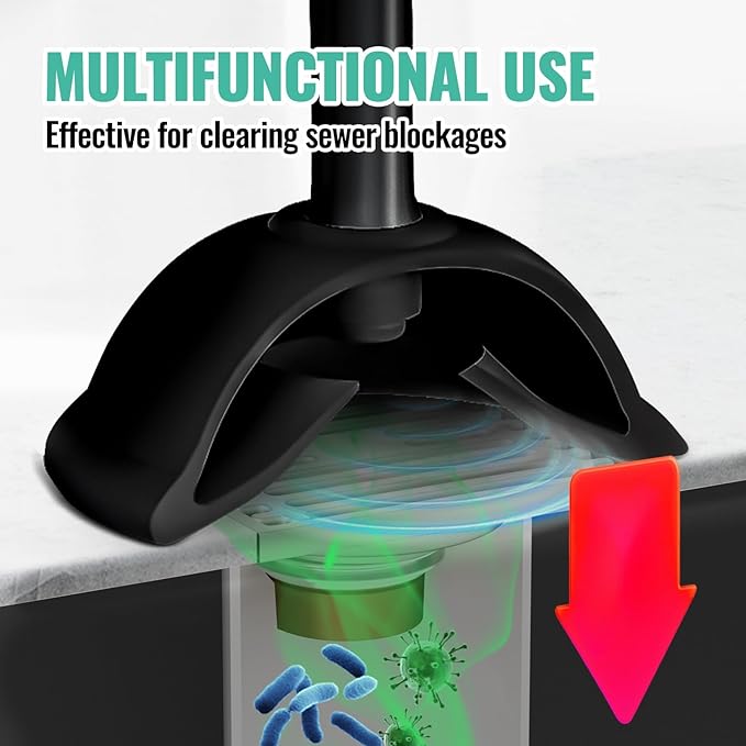 3 in 1 Toilet Brush and Plunger Set with Crevice Cleaning Brush, Toilet Plunger and Brush Set with Extra Long Handle, Plungers for Bathroom Accessories, Toilet Plunger with Holder, Black