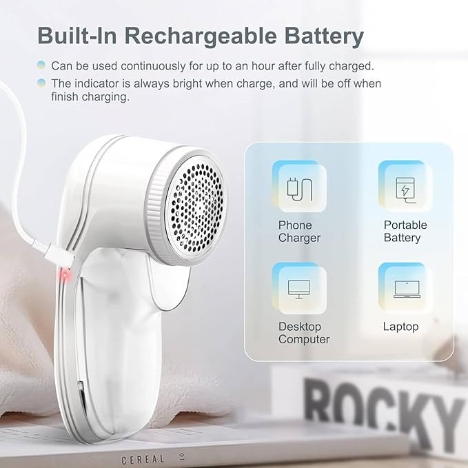 Fabric Shaver, Lint Remover for Clothes, Electric Lint Remover with 3 Replaceable Blades, Removes Fabric Pills, Rechargeable Sweater Defuzzer Pill Remover, Depiller Effectively Remove Pills