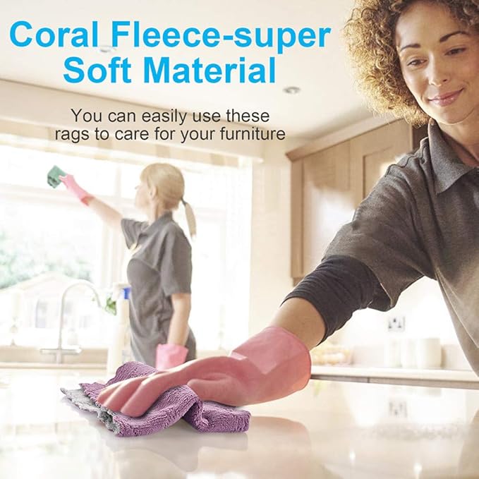 12PCS Kitchen Towels Dish Towels, Multipurpose Reusable Dish Cloths, Double-Sided Microfiber Cleaning Rags for Furniture, Tea, Bowl, 10x 6 inch