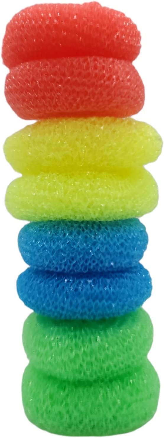 Handy Housewares Durable Non-Scratch Nylon Scouring Pads | Round All-Surface Cleaning Pads | Multi-Use Kitchen Scrubbers | Safe for Non-Stick Cookware | 24-Pack Random Colors