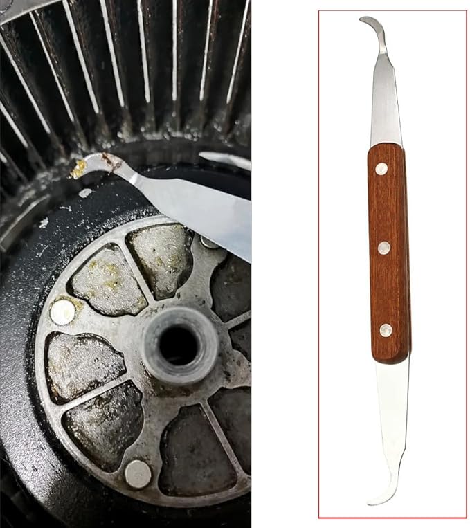 Range Hood Fan Grill Scraper Heavy Duty Multi-Purpose Griddle Scraper with Curved Tip Double Ended Cleaning Tool for Under-Cabinet Range Hood Kitchen Hood Vent Portable Barbecue Grill