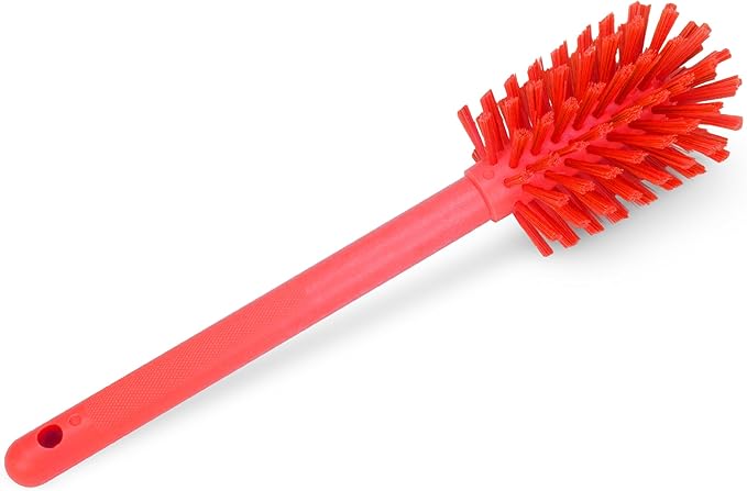 SPARTA Large Water Bottle Brush Ideal for Wide-Mouth Jars, Bottles and Tumblers, Dishwashing Tool with Handle for Home and Commercial Kitchens, Plastic, 12 Inches, Red, (Pack of 6)