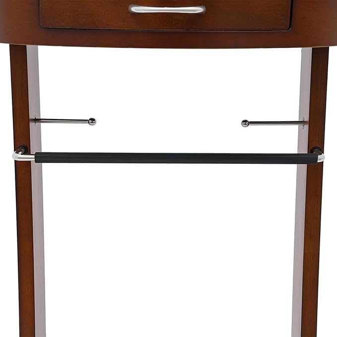 Valet Stand with Drawer and Top Tray, Wood Mens Suit Valet Stand with Wood Base, Freestanding Clothes Valet Stand with Hanger, Storage Organizer for Entryway Office Living Room (C, Walnut Color)