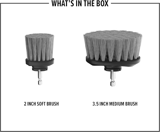 Dirt Devil Medium Bristle Cleaning Brush Set, 2 Piece, 2" and 3.5" Brushes Included, for Use on Showers, Porcelain and More, General-Purpose Cleaning, Scrubber Brush Drill Attachment for Cleaning