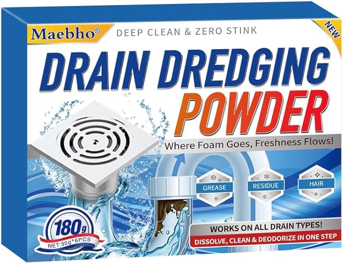 Upgrade Sink and Drain Cleaner, 6 Pack Pipe Dredge Cleaner Powders Fast Foaming Powerful Drain Cleaning for Kitchen Toilet Sink Quick Cleaning Tool
