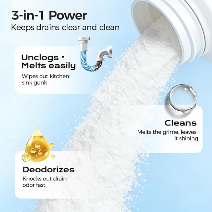 Strong Drain Cleaner for Kitchen, 2026 New Pipeline Dredging Agent, Fast Acting Drain Clog Remover for Home, Powerful Grease Dissolver for Bathroom, Unclog Toilet Clog And Kitchen Sink Pipe Unblocker